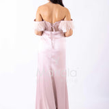 abito lungo piume corpetto ALC06 ROSA MARICLA ELEGANCE 