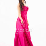 abito lungo con strass corpetto GC3958 FUCSIA GIGLI CERIMONIA 