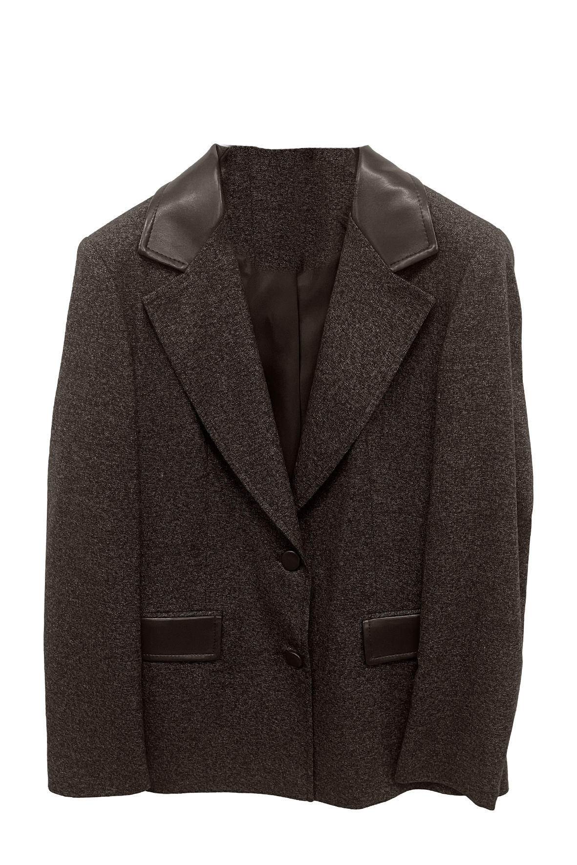 Giacca in grisaglia con collo in ecopelle<BR/> ROMI4088 MORO MARICLA 