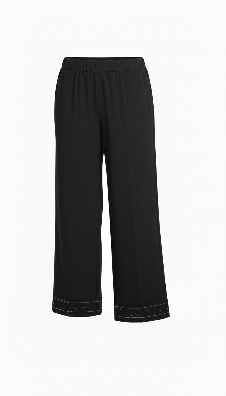 pantalone fluido con piegone strass FFTITTY NERO MARICLA 