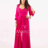 abito con manica lunga aperta SP240067 FUCSIA SONIA PENA 