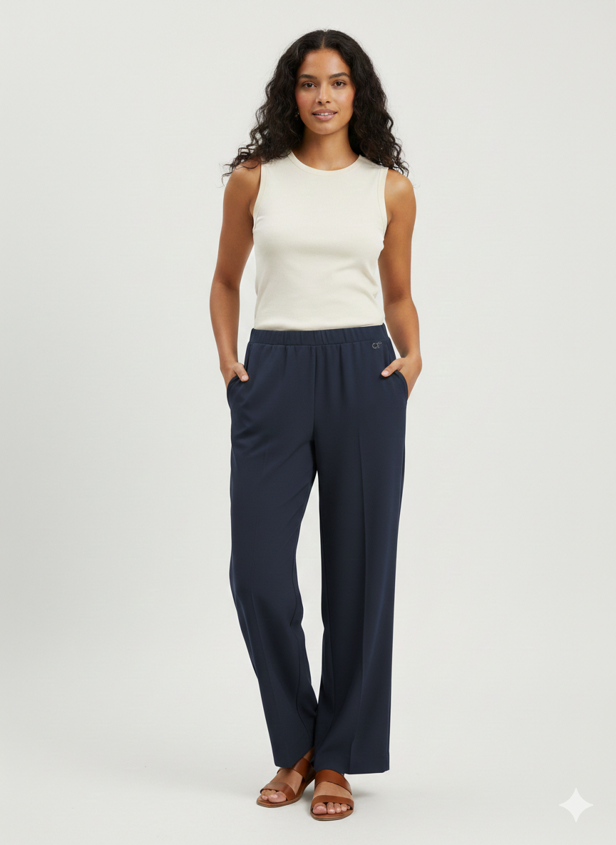 pantalone fluido palazzo CF17751 BLU CARLA FERRONI 