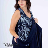 tailleur con ricamo PF3120/22 BLU PAOLA FORTI 