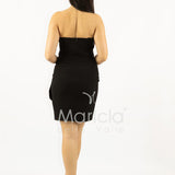 abito midi corpetto strass e rouche SH829AC NERO SHARON 