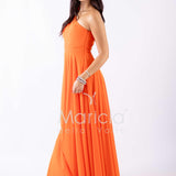 abito lungo fiore chiffon FI7401 ARANCIO MARICLA ELEGANCE 