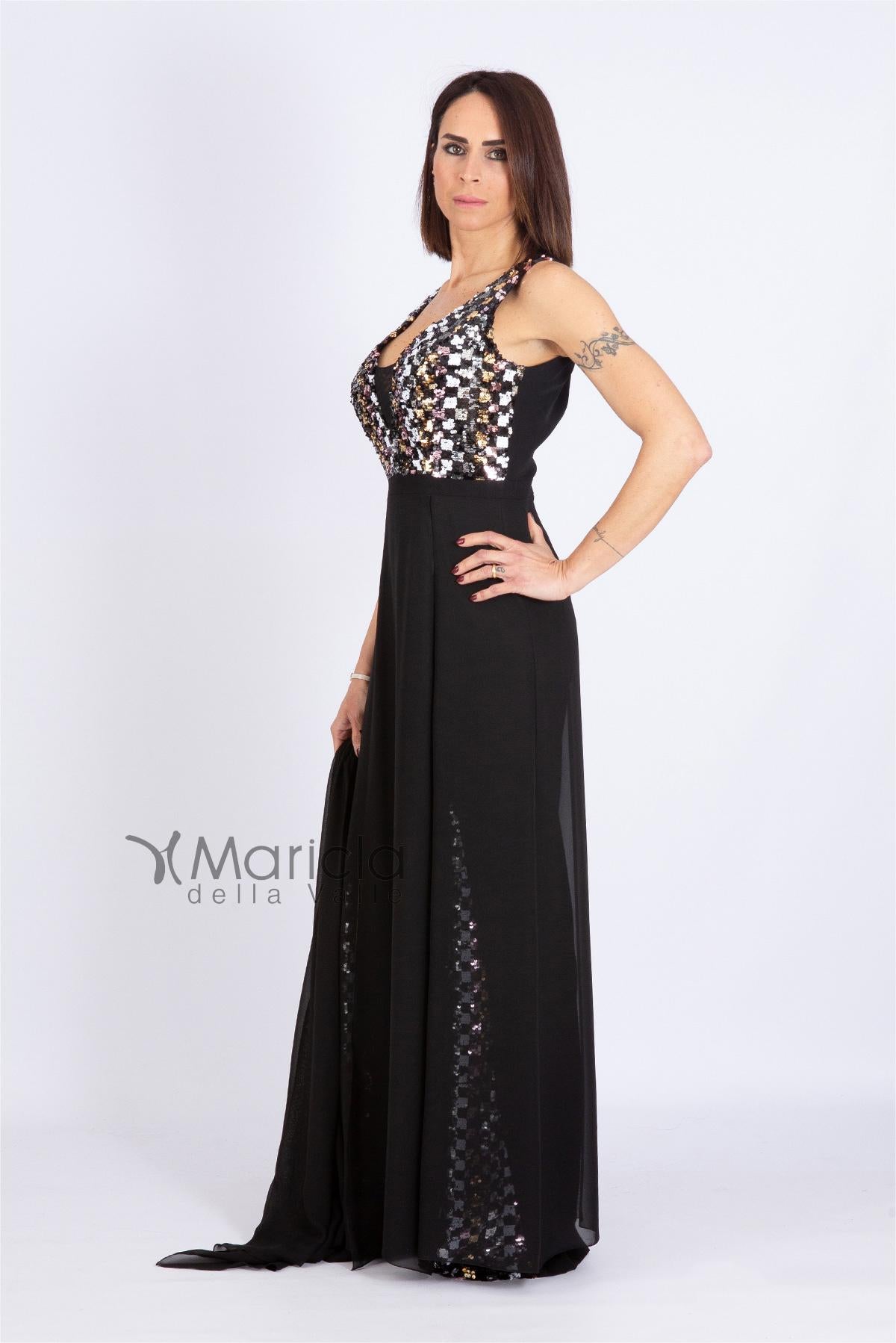 Tuta con paiette PF308 NERO PAOLA FORTI 