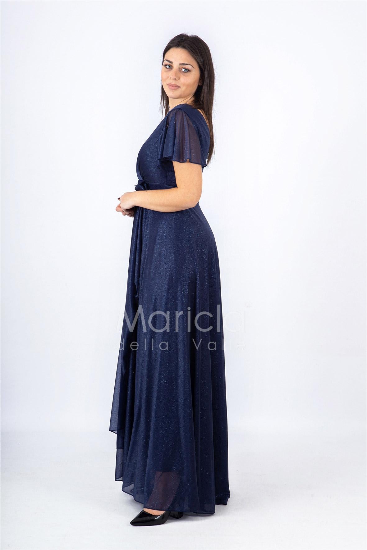 abito con fiore glitter JC34929 BLU MARICLA ELEGANCE 