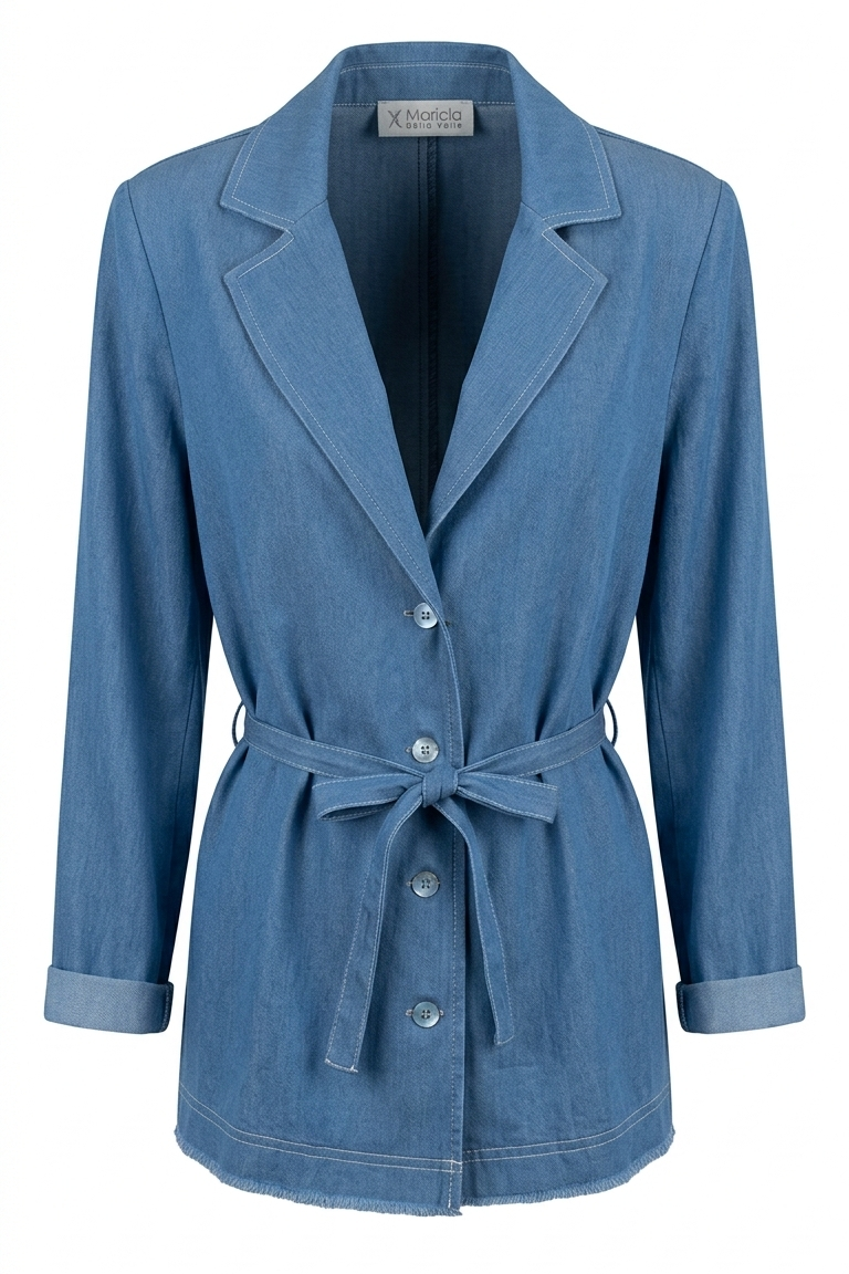 Giacca Sahariana in Denim Light con Cintura GIULY CELESTE MARICLA 