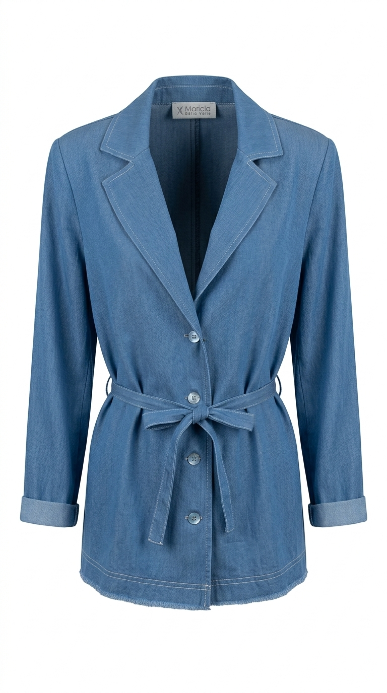 Giacca Sahariana in Denim Light con Cintura GIULY CELESTE MARICLA 