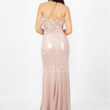 abito con corpetto piume INV2331 ROSA MARICLA ELEGANCE 