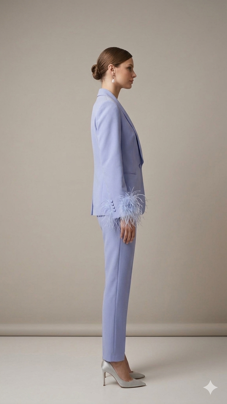 tailleur smoking con piume AD09326 GLICINE MARICLA 