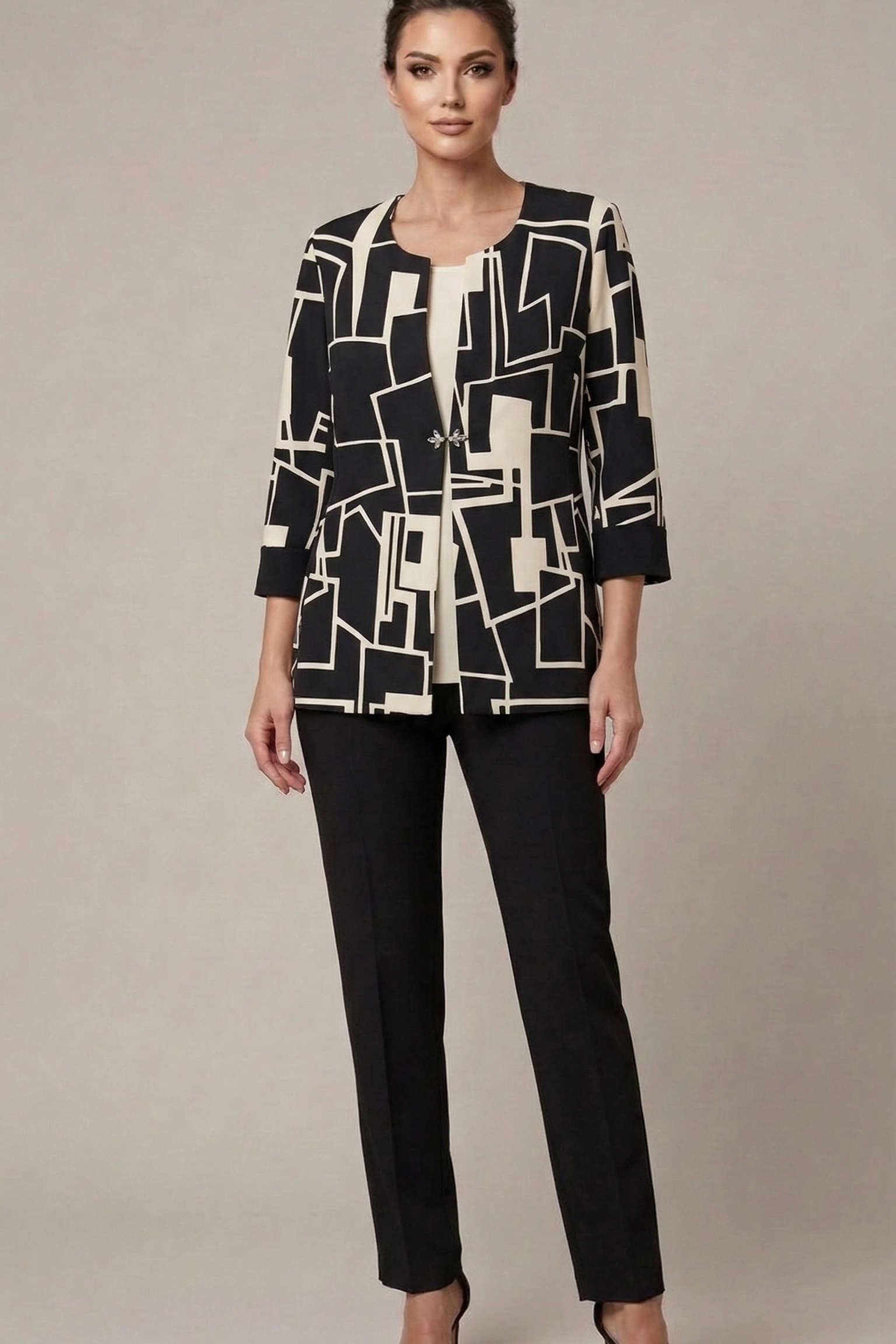 tailleur 3 pz giacca fantasia GRILLO NERO MARICLA 