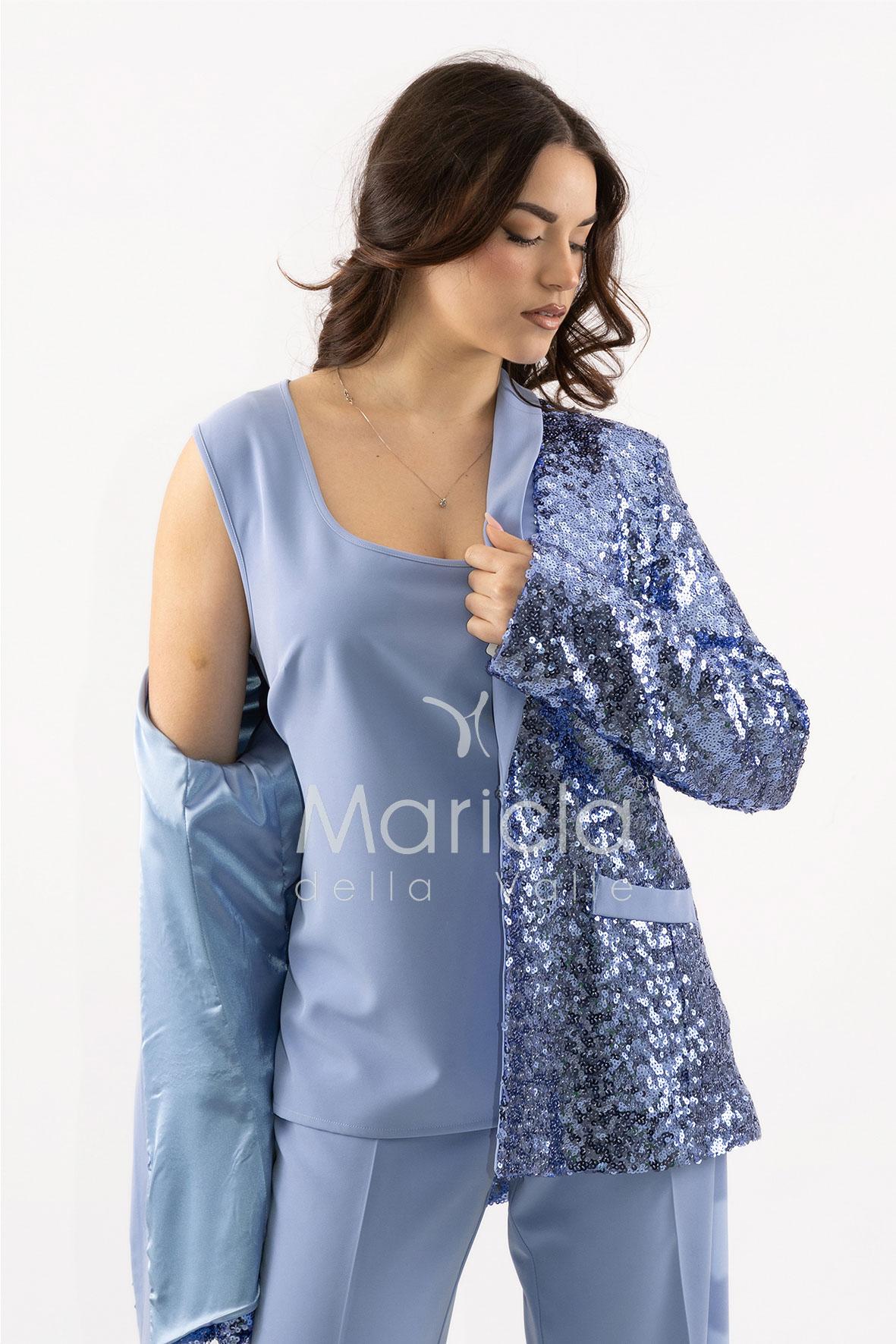 Completo in paiette tailleur  3 pezzi JC35273 INDACO MARICLA ELEGANCE 