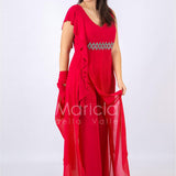 Tuta a giromaniche con rouche PF509 FUXIA PAOLA FORTI 