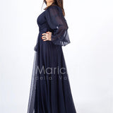 abito organza manica lunga JC34882 BLU MARICLA ELEGANCE 