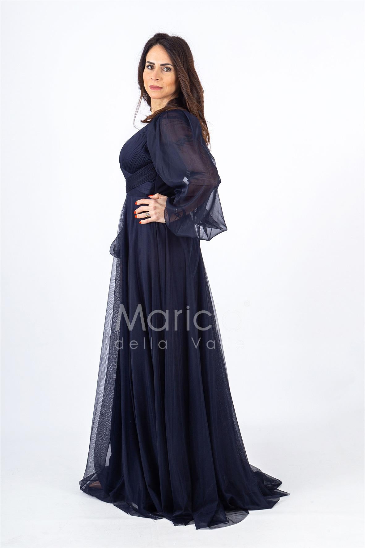 abito organza manica lunga JC34882 BLU MARICLA ELEGANCE 