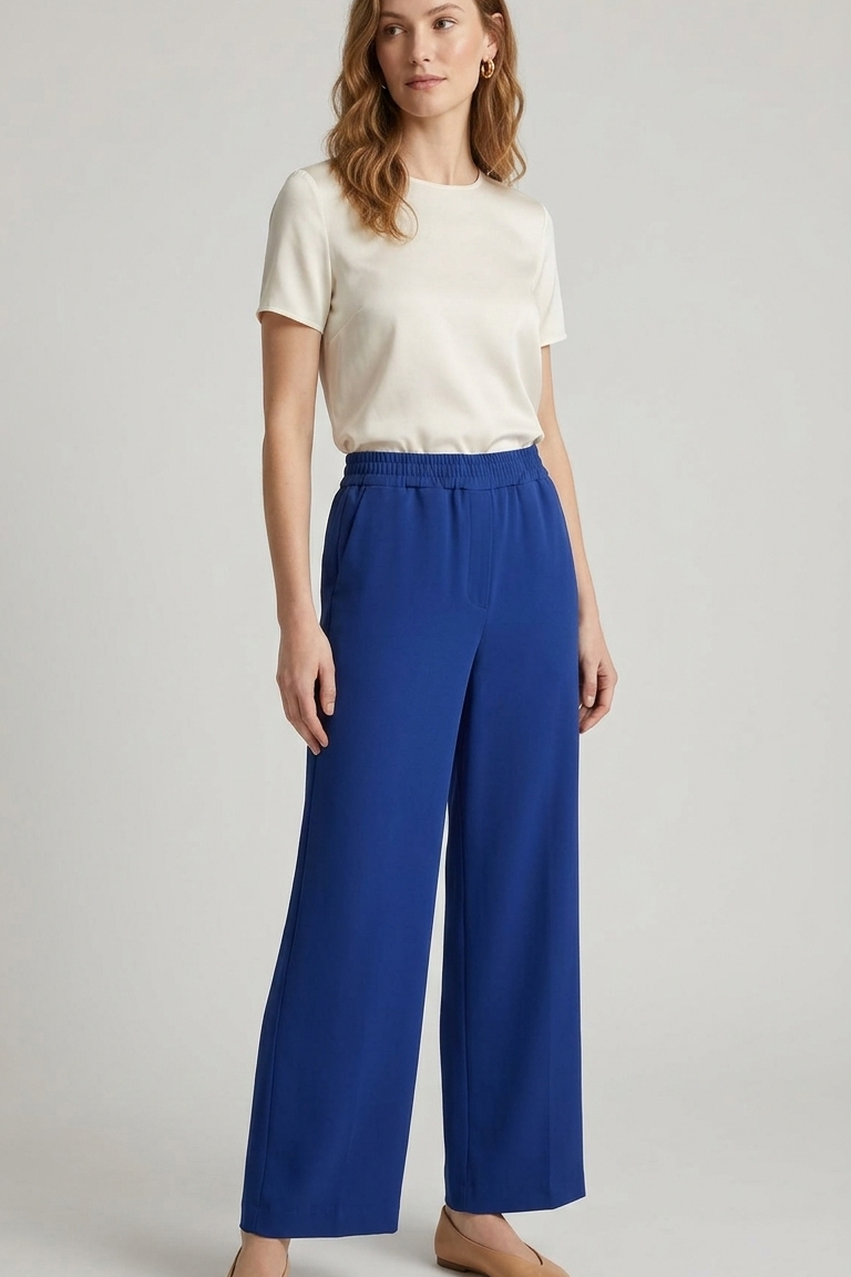 pantalone palazzo tutta molla fluido ROMI5426 ROYAL MARICLA 