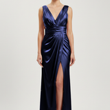 abito lungo con scollo sceso e spalla larga HC9682 BLU MARICLA ELEGANCE 