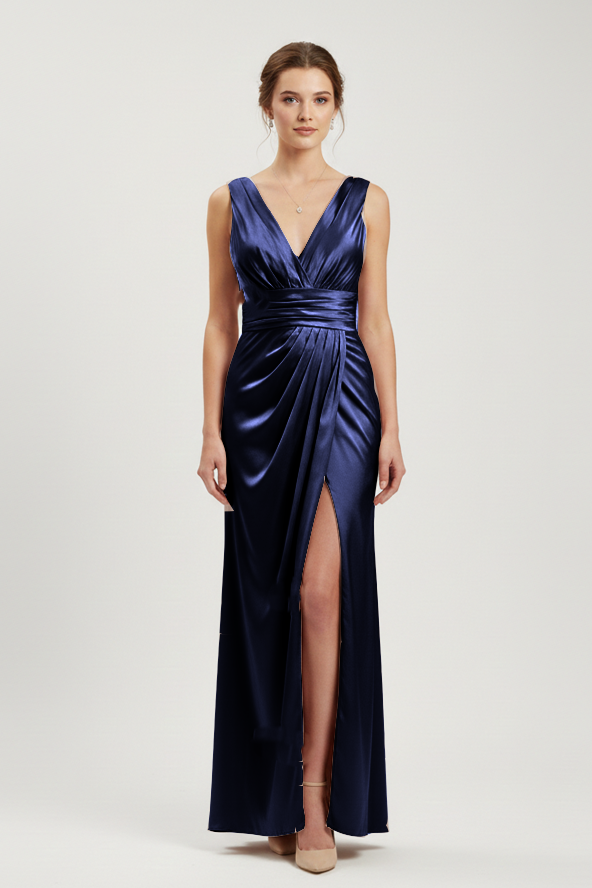 abito lungo con scollo sceso e spalla larga HC9682 BLU MARICLA ELEGANCE 