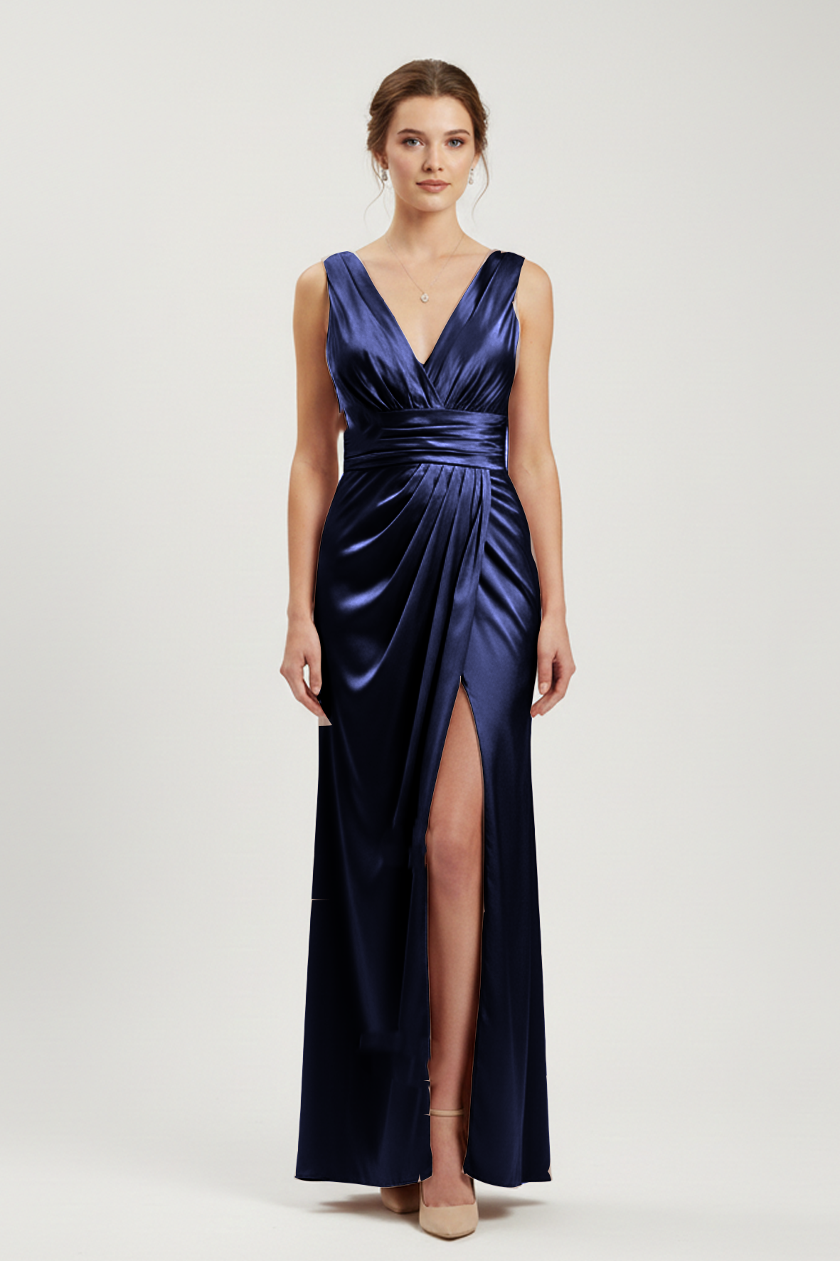 abito lungo con scollo sceso e spalla larga HC9682 BLU MARICLA ELEGANCE 