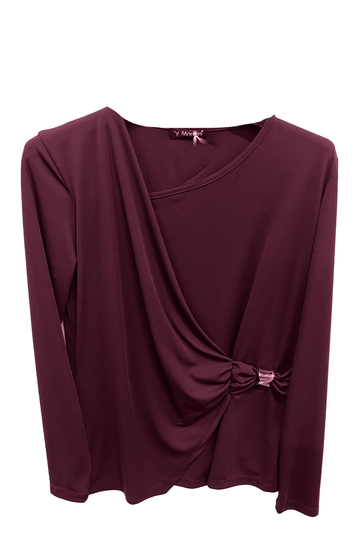 Blusa incrociata con dettaglio gioiello GR1468 AMARONE MARICLA 