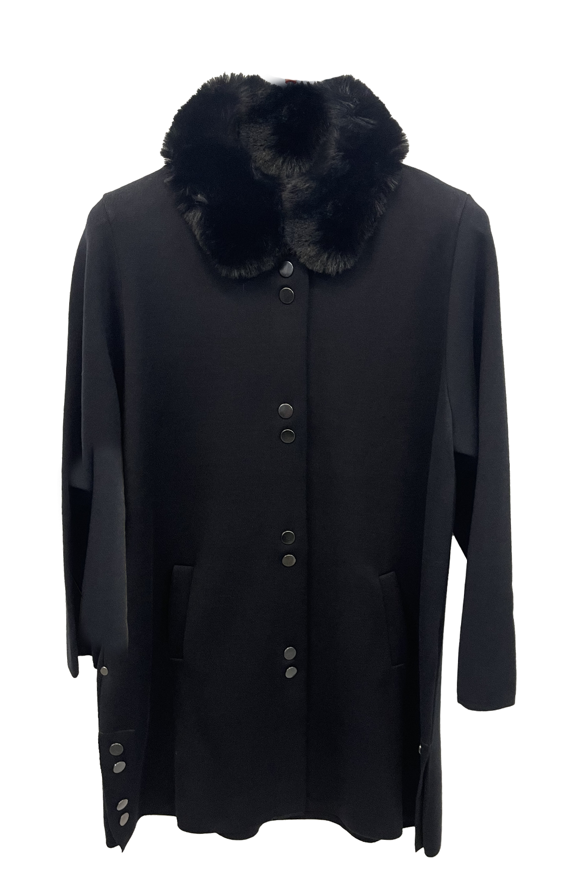 cappotto di maglia con pelliccia CF26342 NERO CARLA FERRONI 