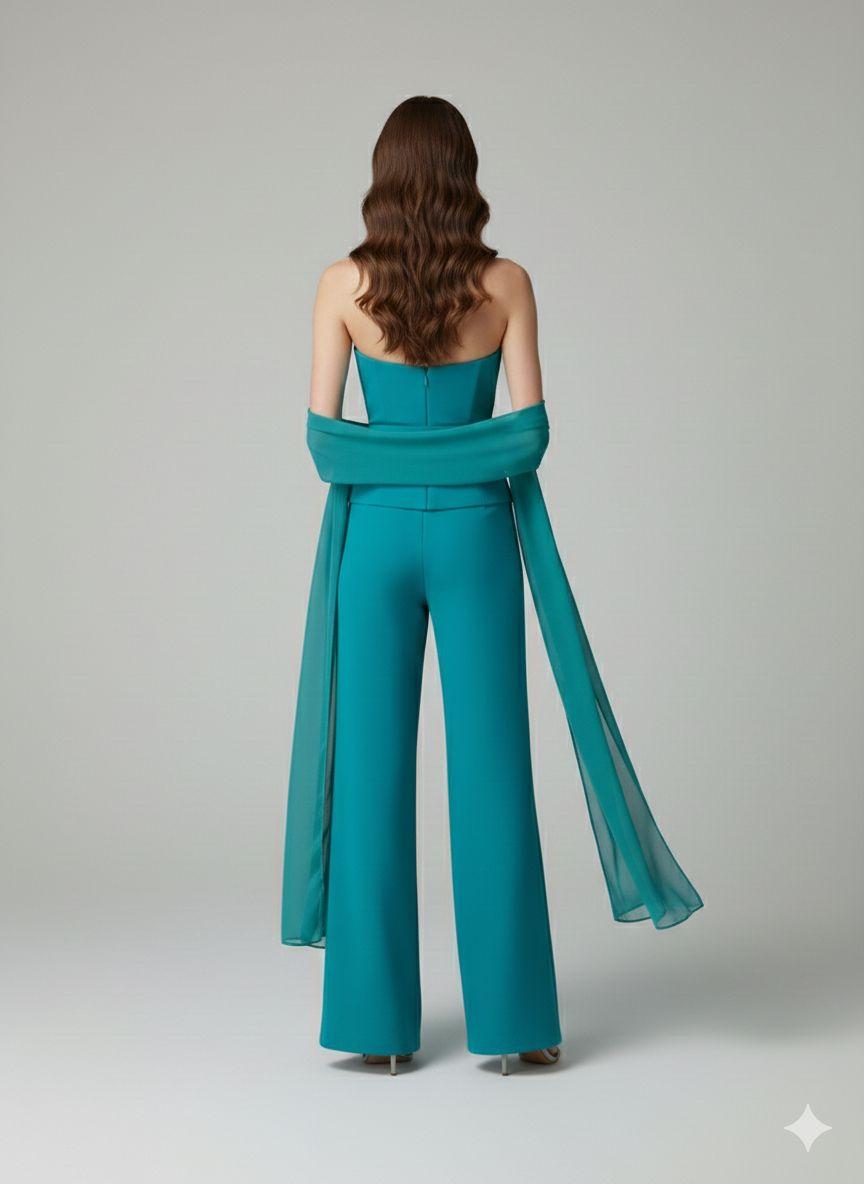 tuta con baschina asimmetrica LH105TU PETROLIO SHARON 