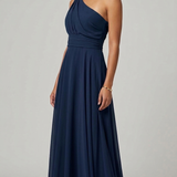 abito monospalla chiffon FI7517 BLU MARICLA ELEGANCE 