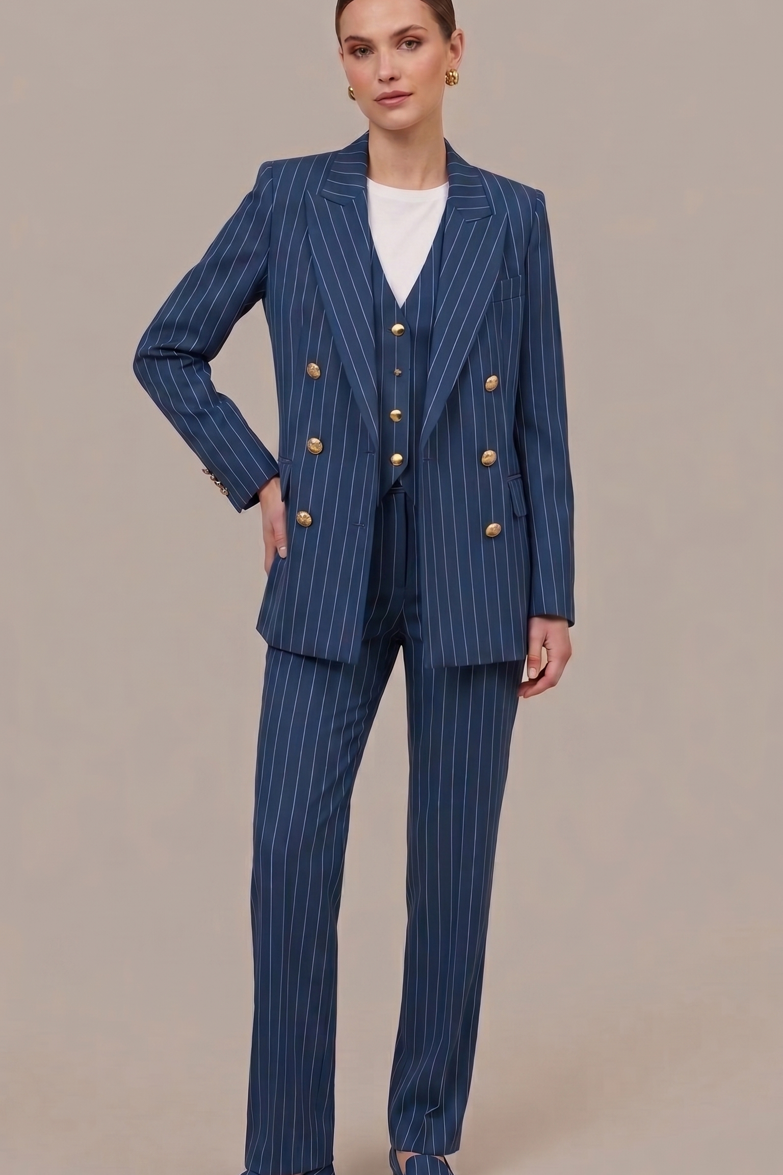 Tailleur Pantalone Gessato Doppiopetto EC14502 DENIM MARICLA 