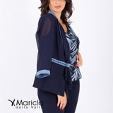 3 pezzi con bavero raso PF1400 BLU PAOLA FORTI 