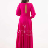 abito con manica lunga aperta SP240067 FUCSIA SONIA PENA 