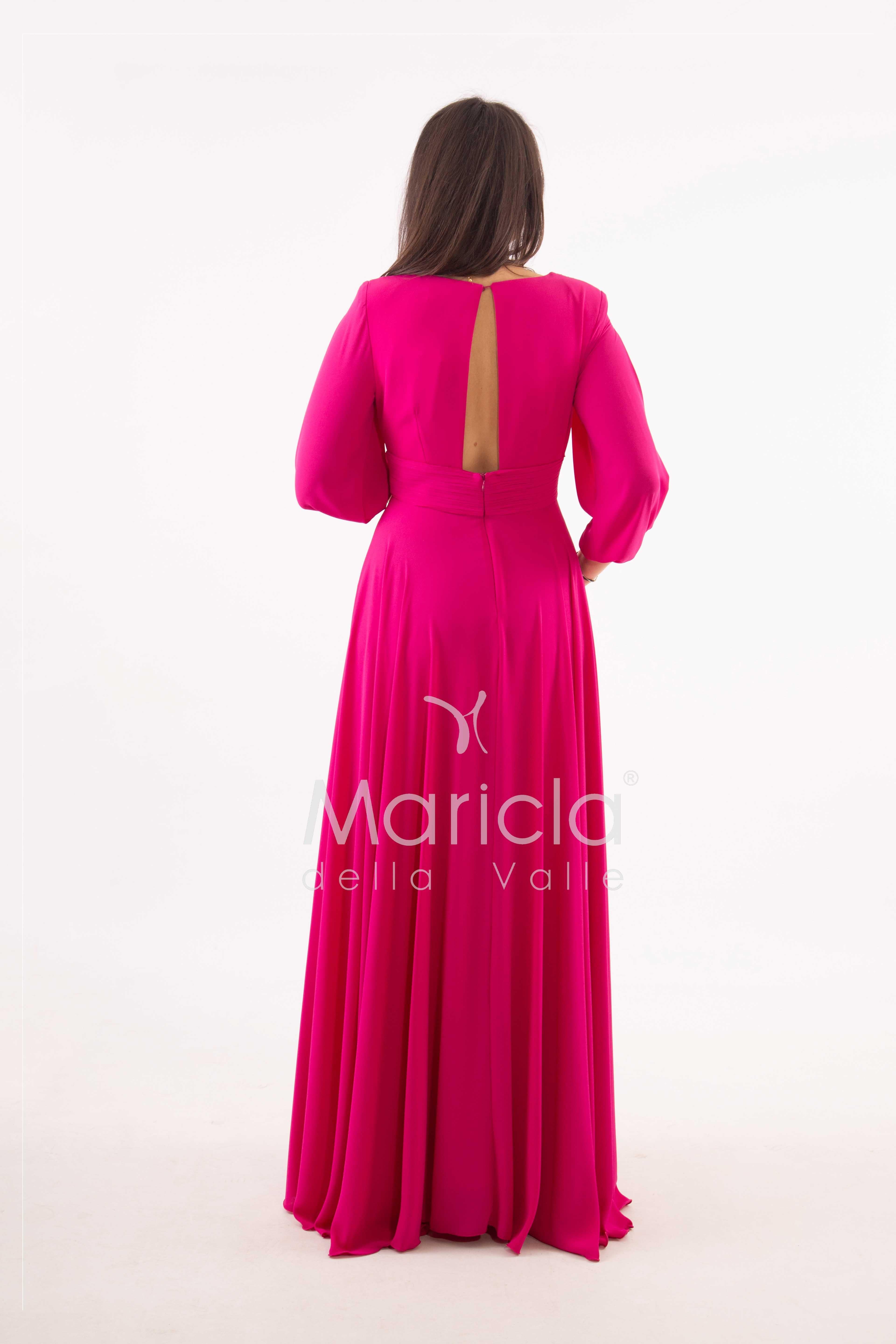 abito con manica lunga aperta SP240067 FUCSIA SONIA PENA 