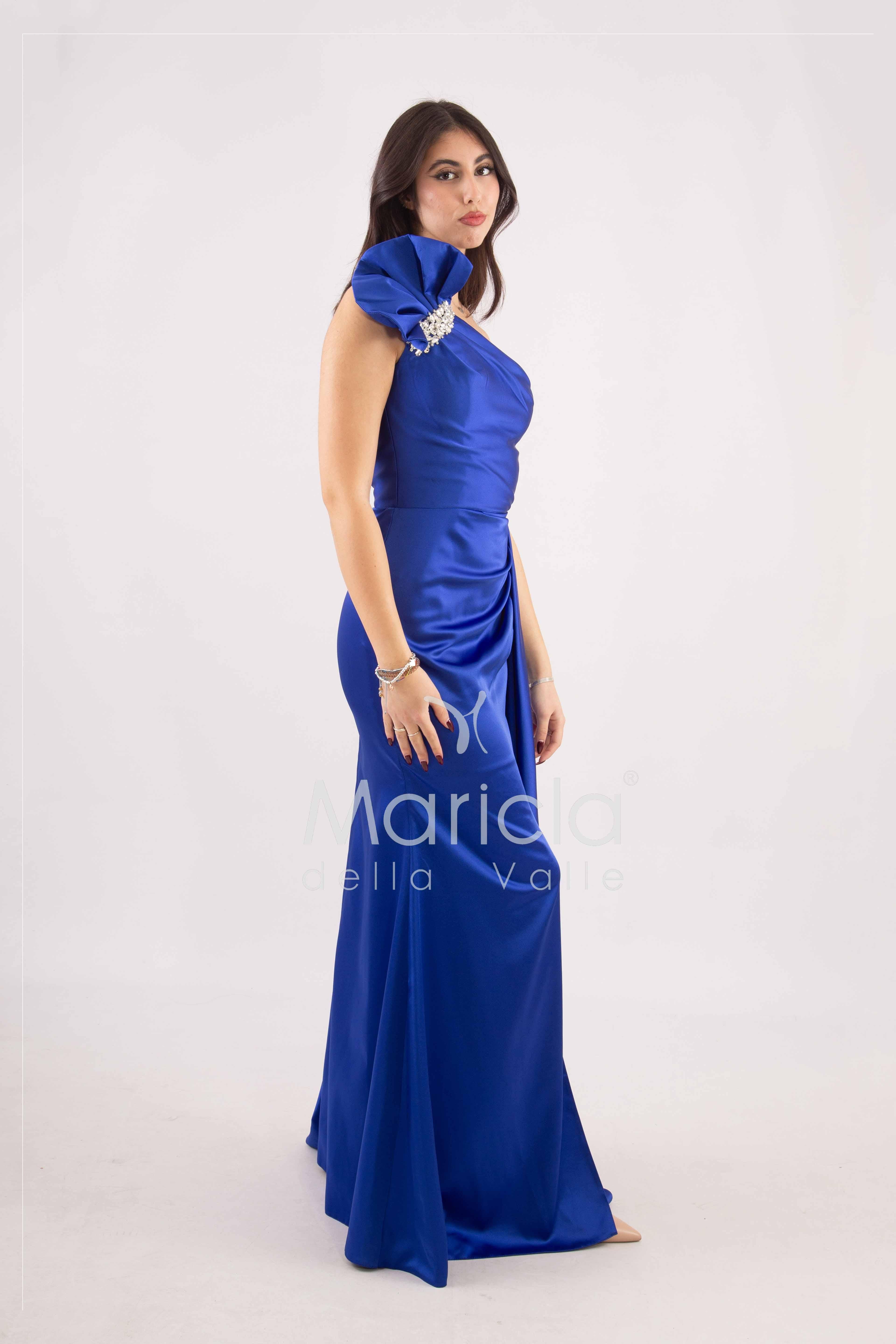 abito lungo monospalla strass spalla GC73 ROYAL GIGLI CERIMONIA 