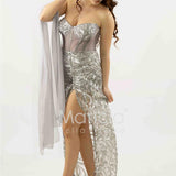 abito paiette con trasparenza e culotte SH848AL ARGENTO SHARON 