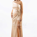 abito con fiore arricciato CAR58366 ORO MARICLA ELEGANCE 