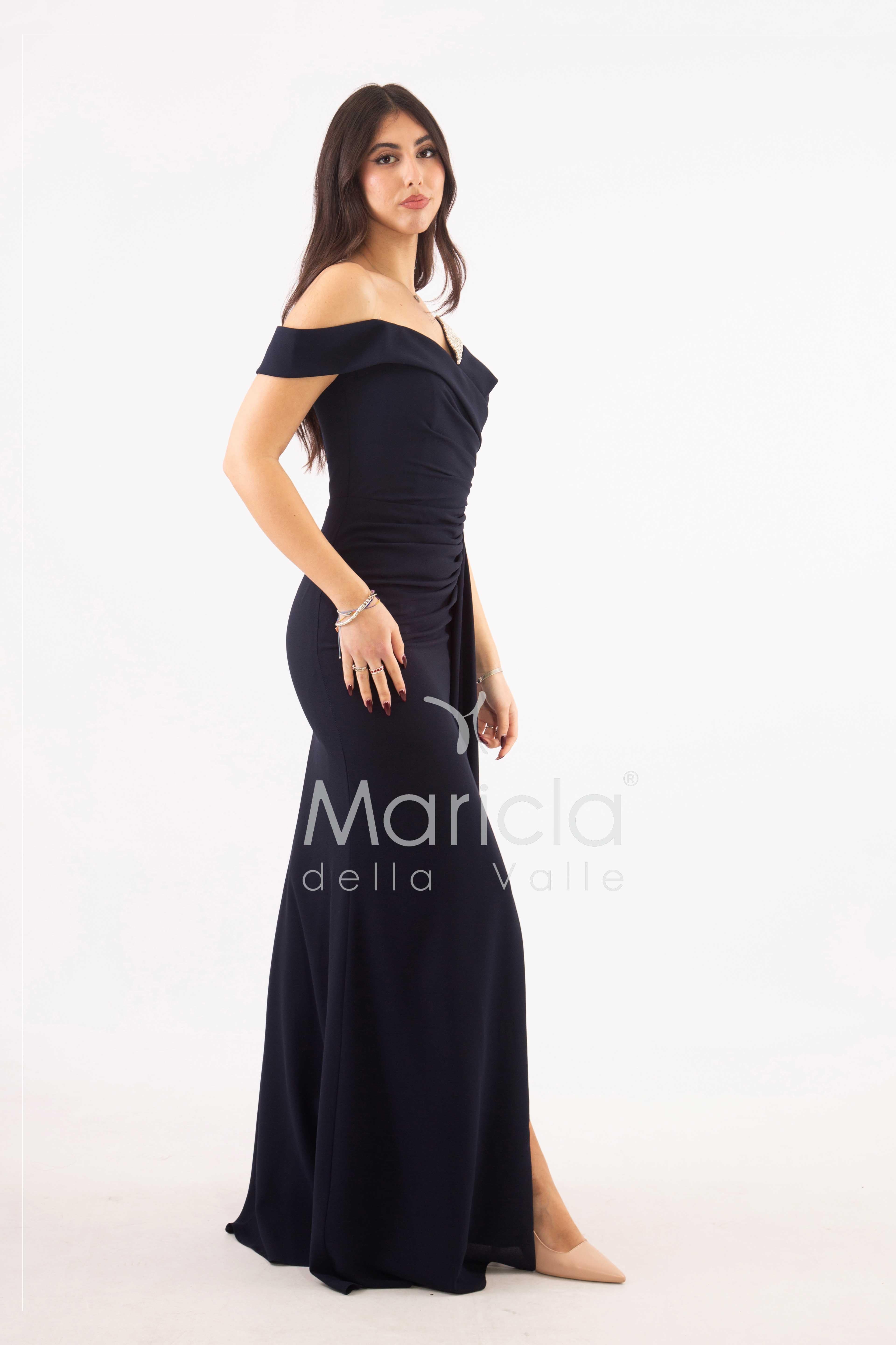 abito lungo applicazione seno HC5005 BLU MARICLA ELEGANCE 
