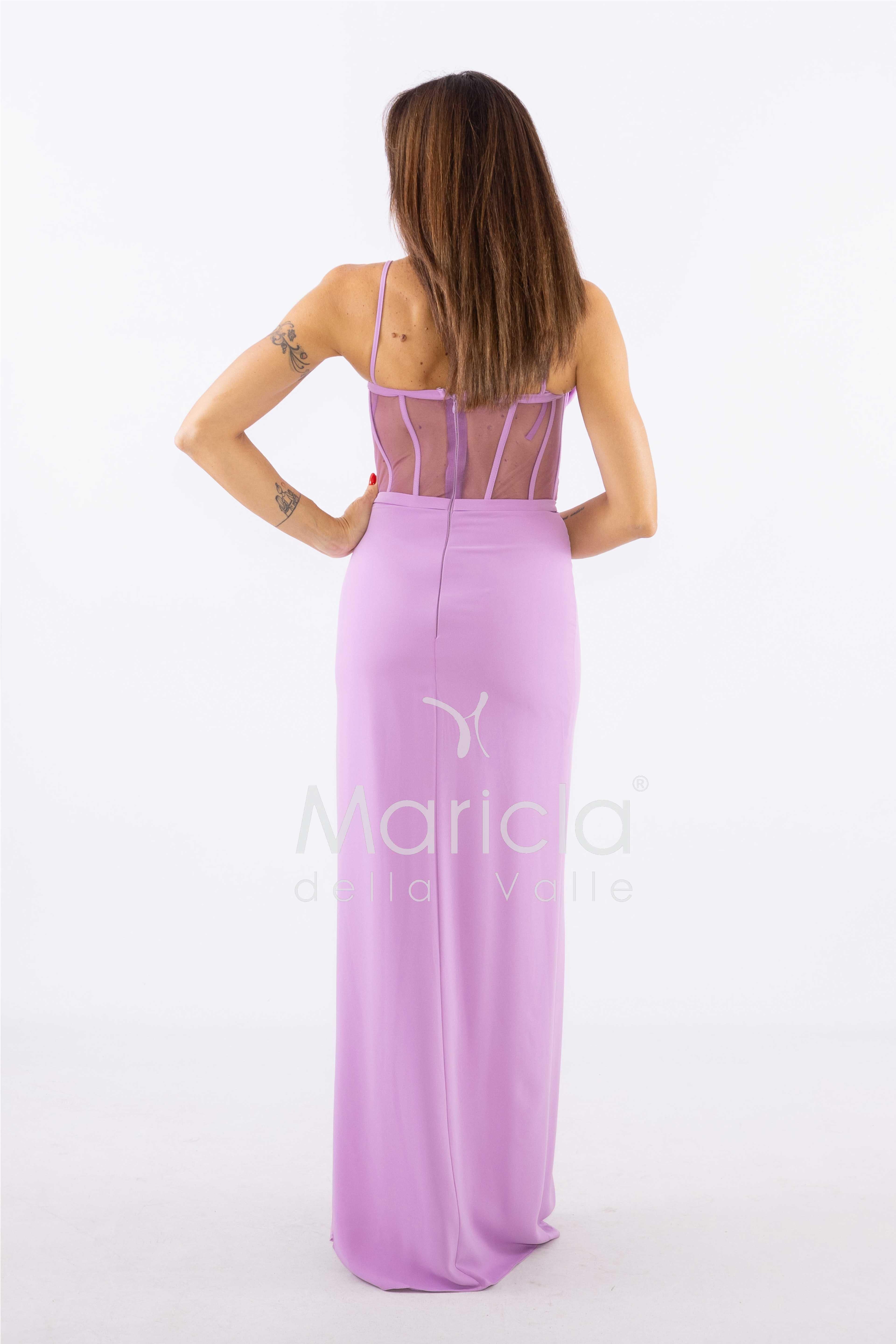 abito con trasparenza CAR58303 LILLA MARICLA ELEGANCE 