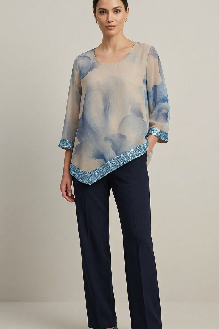 casacca fantasia con paiette DB10990 CELESTE MARICLA 