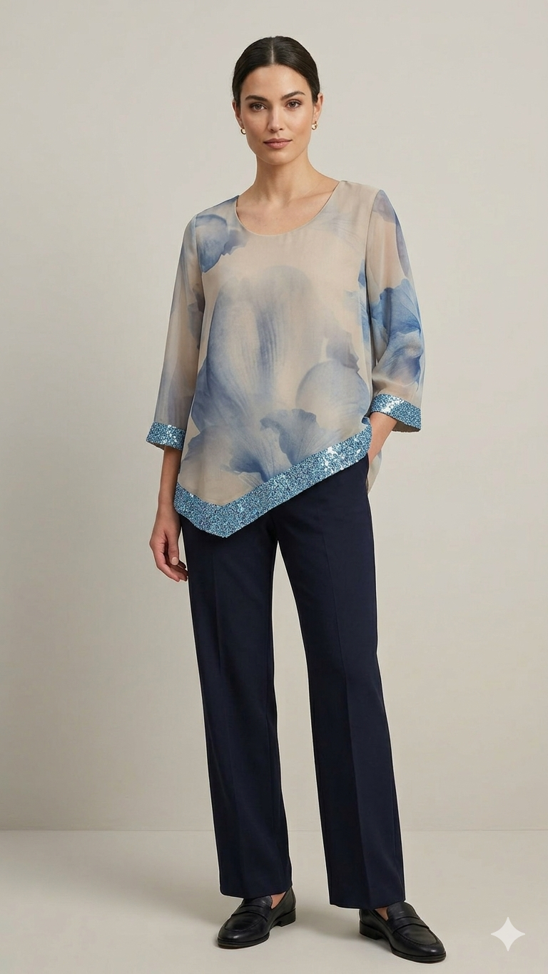 casacca fantasia con paiette DB10990 CELESTE MARICLA 