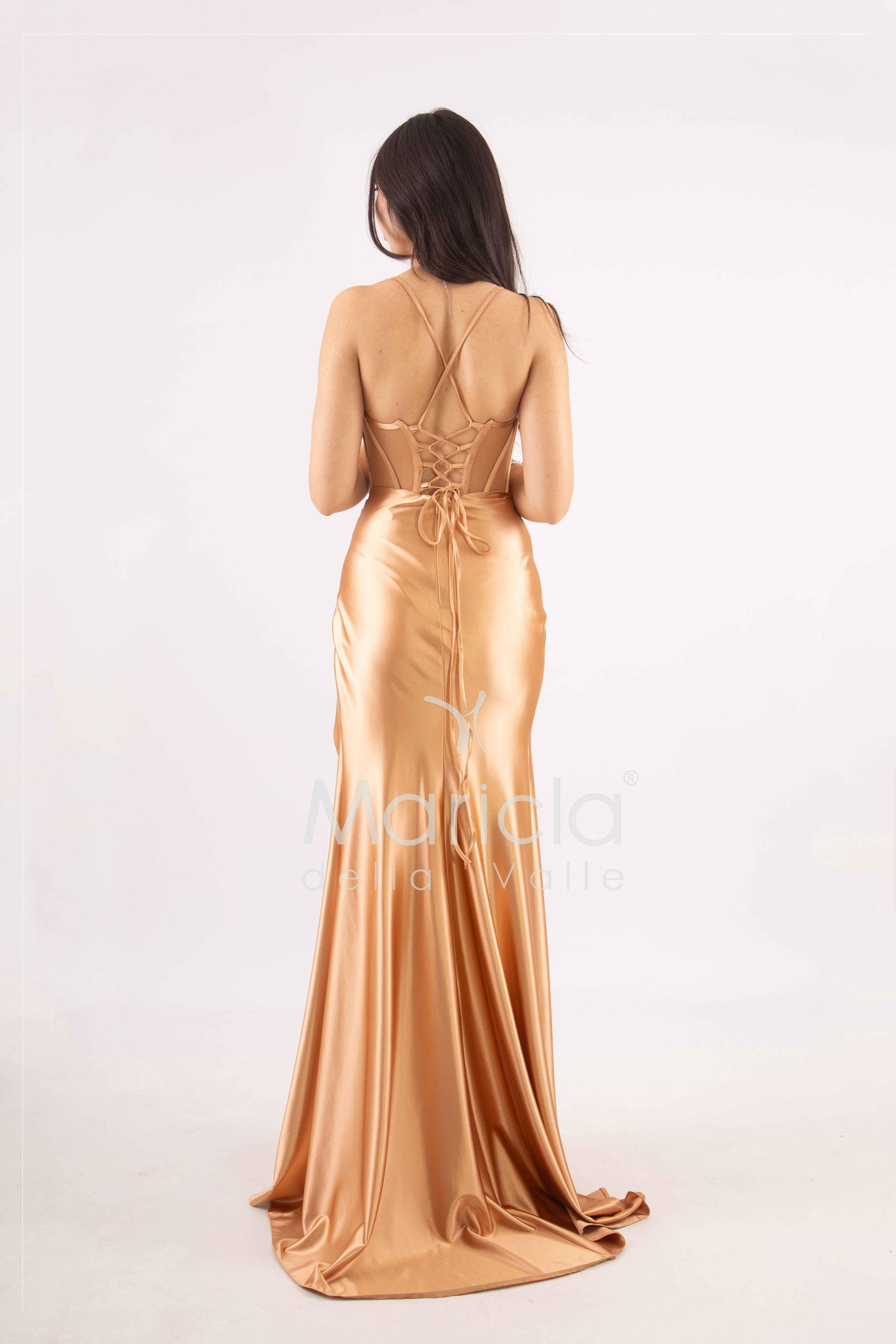 abito lungo corpetto steccato HC5108 ORO MARICLA ELEGANCE 