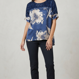 casacca con pizzo e fantasia LIB26158 BLU MARICLA 
