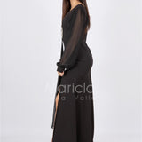 abito manica lunga con gioiello CAR58137 NERO MARICLA ELEGANCE 
