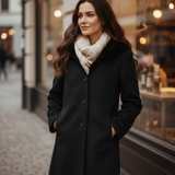 cappotto con cappuccio pelliccia ROMI2761 NERO MARICLA 