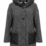 Giaccone piumino fantasia con cappuccio<BR/> LOREDANA NERO MARICLA 