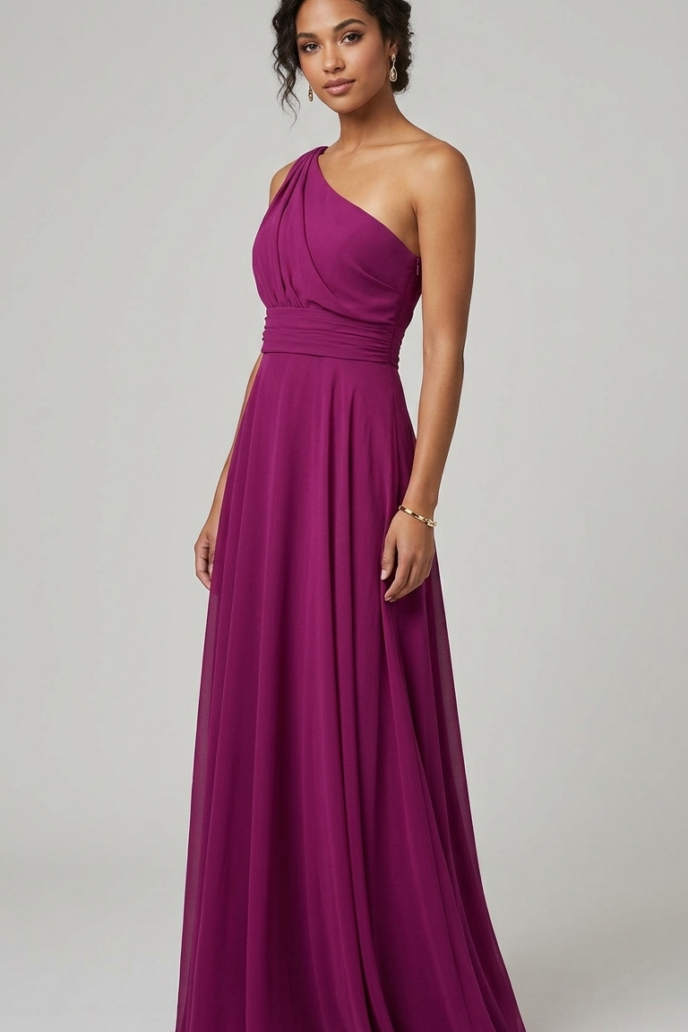 abito monospalla chiffon FI7517 AMARENA MARICLA ELEGANCE 