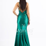 Abito lungo in raso con spacco JC29205 VERDE MARICLA ELEGANCE 