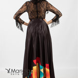 Gonnellone fantasia con body pizzo ANT19620SH NERO ANTILLE ELEGANCE 