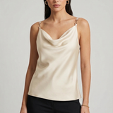 Top Fluido in Satin con bretelle a catena DB10939 PANNA MARICLA 