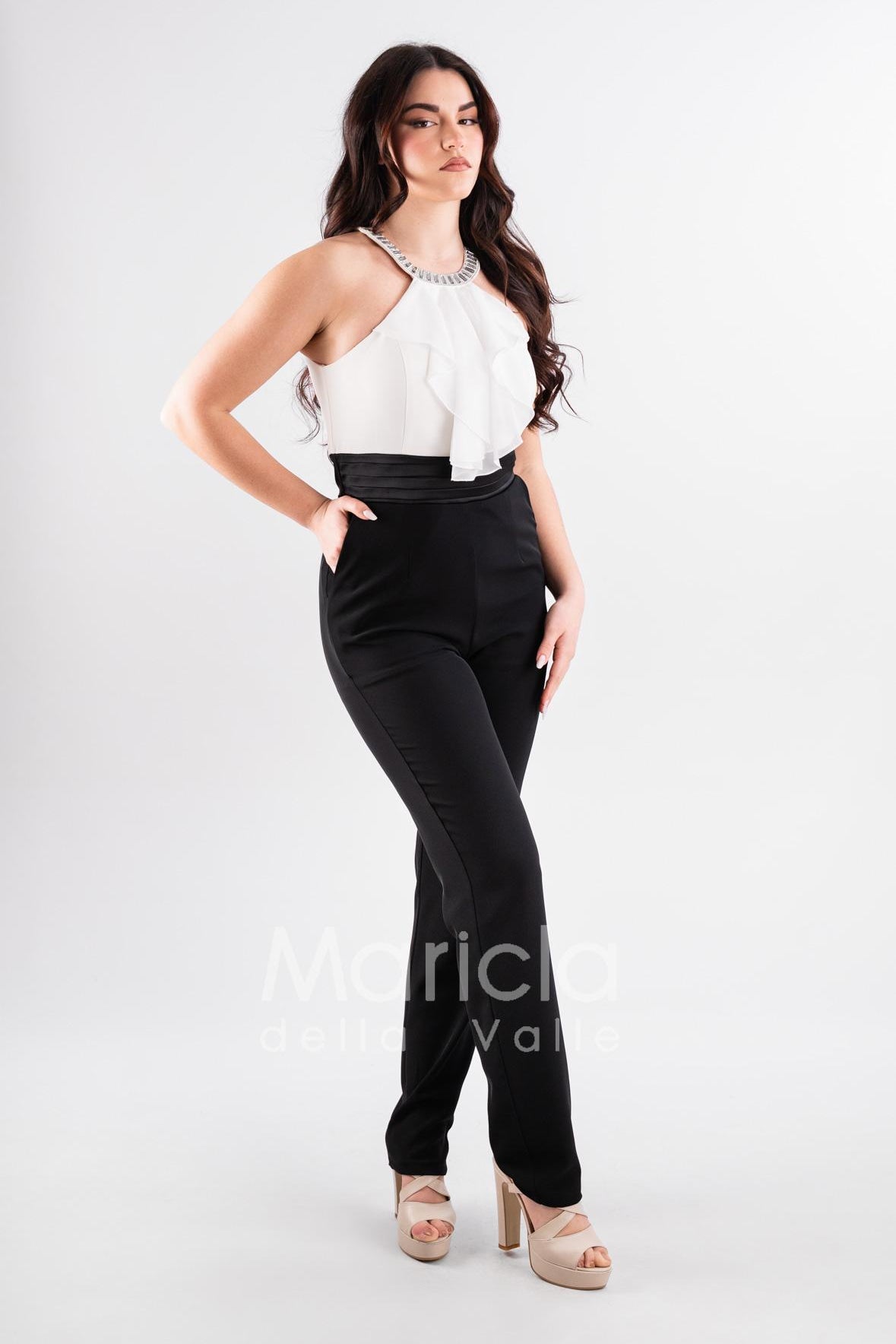 tuta pietre bicolore PF101 NERO/BIANCO PAOLA FORTI 
