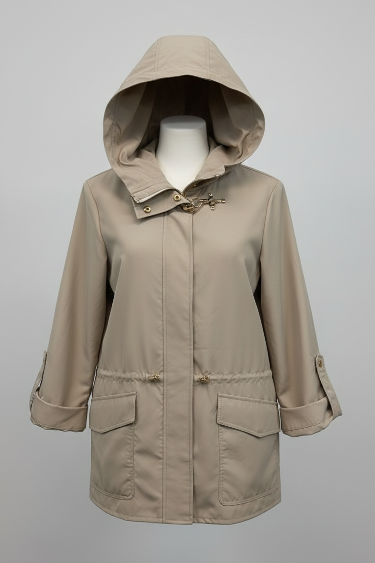 Parka Tecnico "Beige " con Cappuccio  Stile e Protezione CF22191 SABBIA CARLA FERRONI 